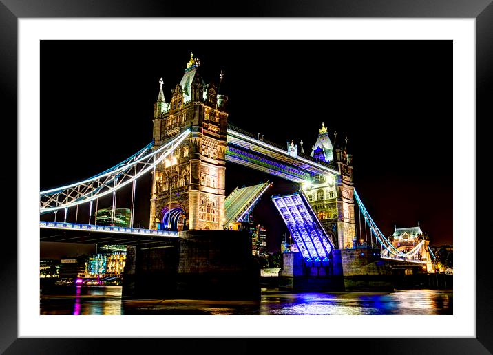 Tower Bridge Opening Framed Mounted Print by David Pyatt