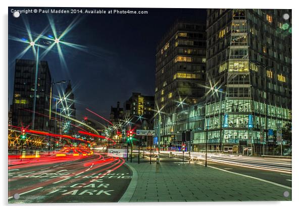 Strand Street Car Trails - Liverpool Acrylic by Paul Madden