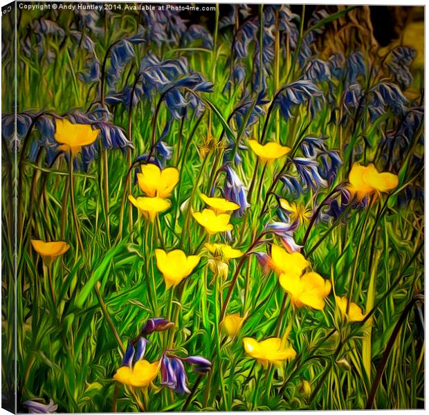  Buttercups and Bluebells Canvas Print by Andy Huntley