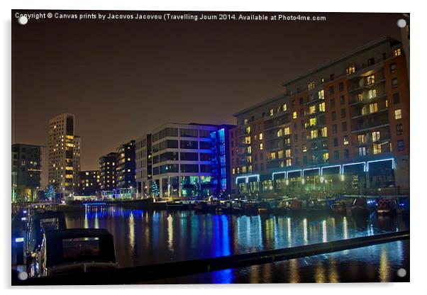 Clarence Dock at night  Acrylic by Jack Jacovou Travellingjour