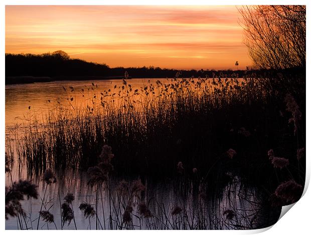 Sunset over Ormesby Little Broad Print by Stephen Mole