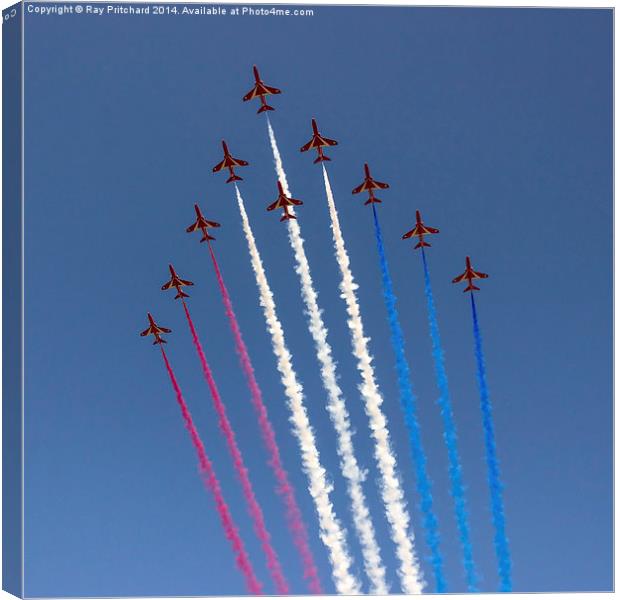 Ten Red Arrows Canvas Print by Ray Pritchard