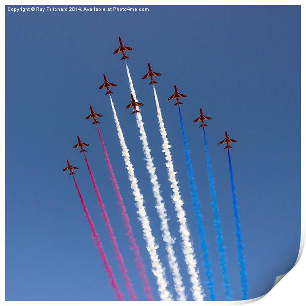 Ten Red Arrows Print by Ray Pritchard