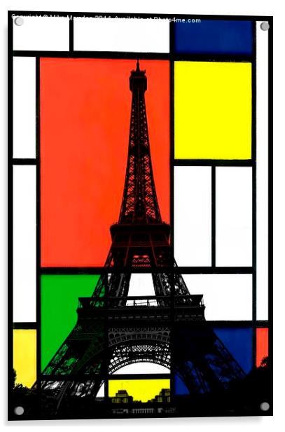Eiffel Tower in a Piet Mondrian style painting Acrylic by Mike Marsden