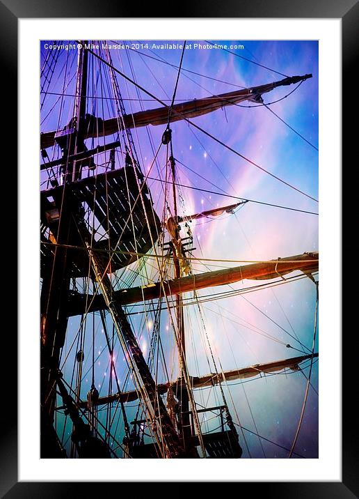 Tall Ship Rigging Set Against A Colourful Sky  Framed Mounted Print by Mike Marsden