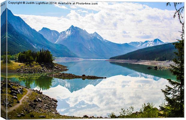  Medicine Lake Canadian Rockies Canvas Print by Judith Lightfoot