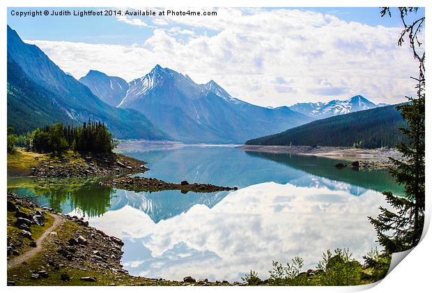  Medicine Lake Canadian Rockies Print by Judith Lightfoot