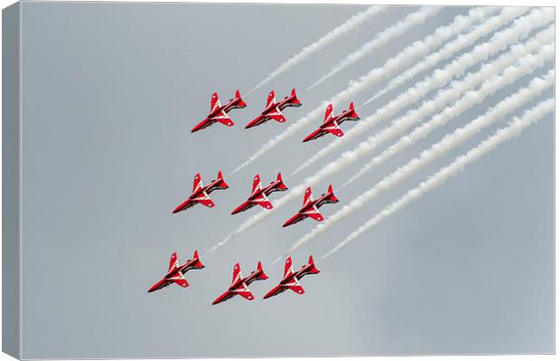 The Red Arrows diamond nine inverted Canvas Print by Gary Eason