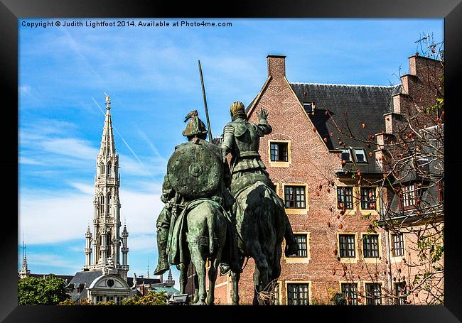 Don Quixote and Sancho Panza in Brussels  Framed Print by Judith Lightfoot