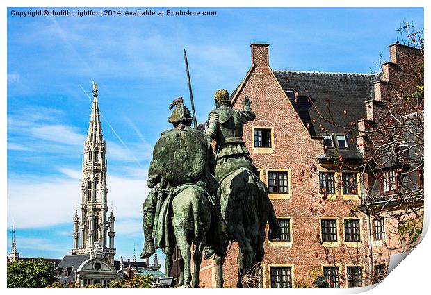 Don Quixote and Sancho Panza in Brussels  Print by Judith Lightfoot
