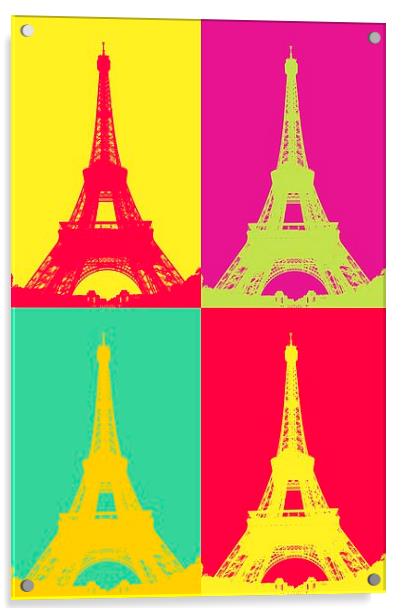 Eiffel Tower Andy Warhol Style  Acrylic by Mike Marsden