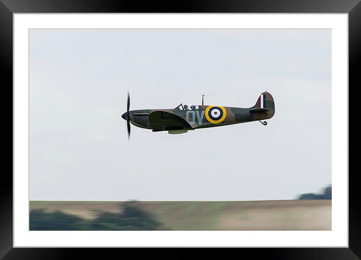 Spitfire low-level flying Framed Mounted Print by Gary Eason