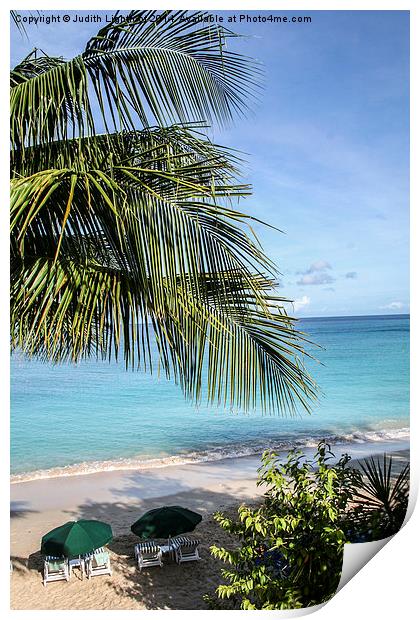  The Tranquil Beach Barbados Print by Judith Lightfoot
