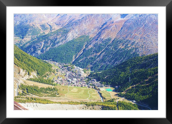 View over Saas Fee, Swiss Framed Mounted Print by charlie Mellow