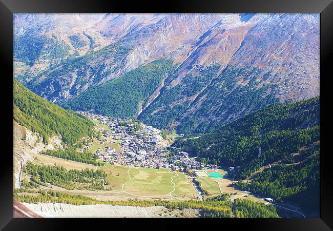 View over Saas Fee, Swiss Framed Print by charlie Mellow