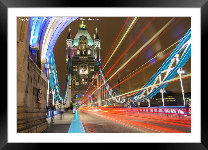 Tower Bridge Rush hour Framed Mounted Print by Simon Taylor