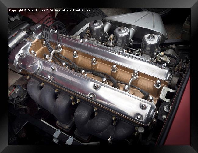  E-Type Jaguar Sports Car Engine Framed Print by Peter Jordan