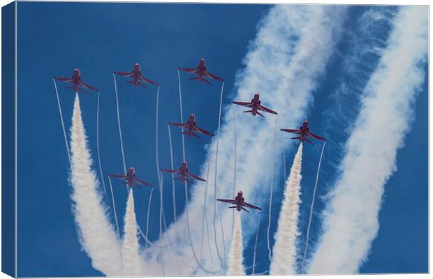  Red Arrows Duxford 2014 Canvas Print by Oxon Images
