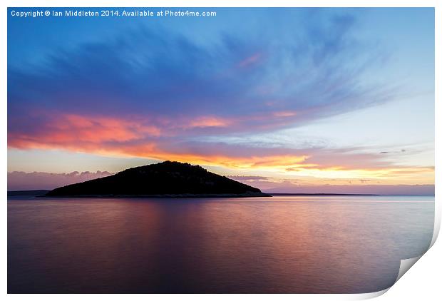Veli Osir Island at sunrise, Losinj Island, Croati Print by Ian Middleton