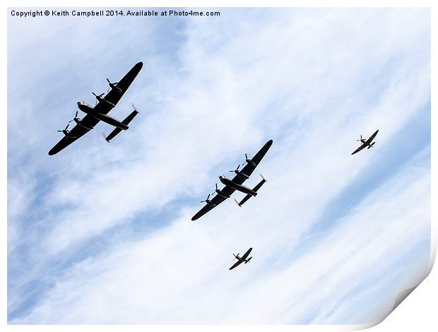 Lancasters and Spitfires  Print by Keith Campbell