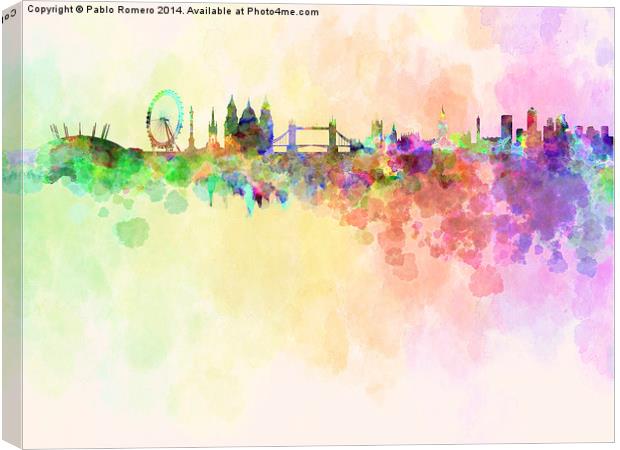 London skyline in watercolor background Canvas Print by Pablo Romero