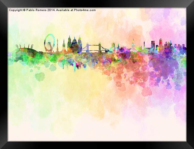 London skyline in watercolor background Framed Print by Pablo Romero