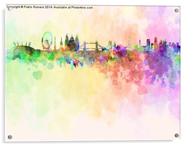 London skyline in watercolor background Acrylic by Pablo Romero