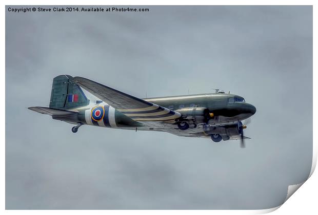 C-47 Dakota with D-Day stripes Print by Steve H Clark