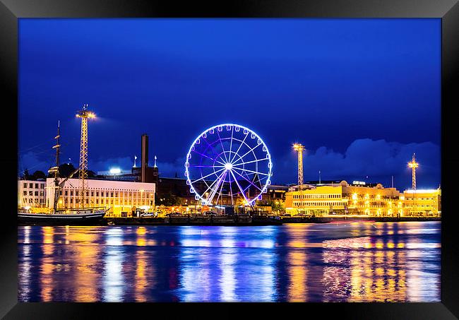 Helsinki South Harbour and Blue Hour Framed Print by Juha Remes