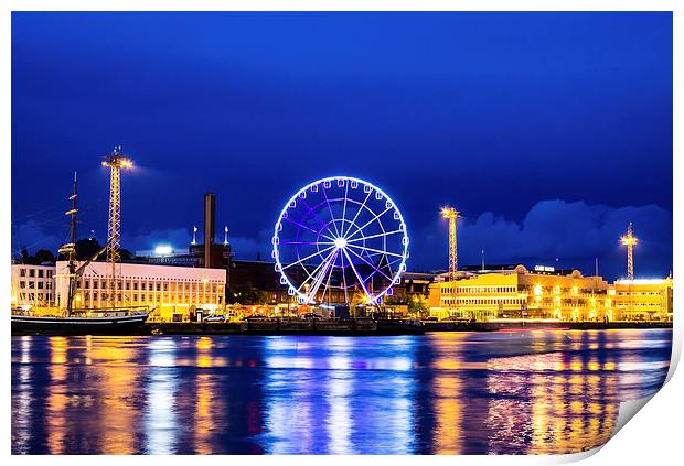 Helsinki South Harbour and Blue Hour Print by Juha Remes