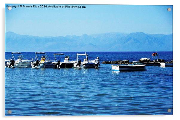  Albania behind the boats Acrylic by Mandy Rice