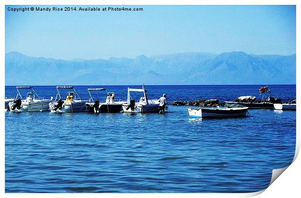 Albania behind the boats Print by Mandy Rice