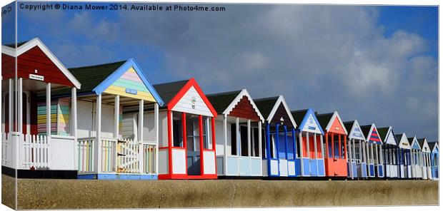 Southwold Beach Huts Canvas Print by Diana Mower