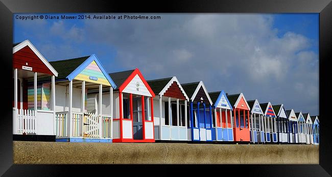  Southwold Beach Huts Framed Print by Diana Mower
