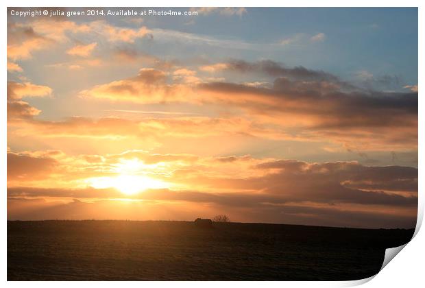  Sunrise at Hamhill Print by julia green
