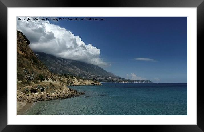  LOW CLOUD OVER MOUNT AINOS KEFALONIA Framed Mounted Print by Anthony Kellaway