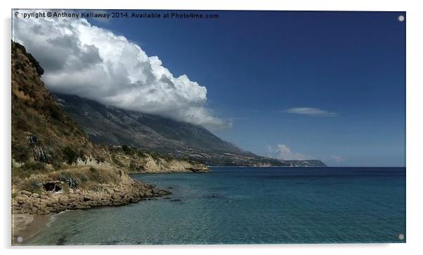  LOW CLOUD OVER MOUNT AINOS KEFALONIA Acrylic by Anthony Kellaway