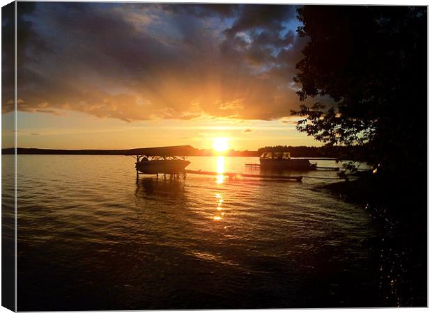 Sunset over Long Lake Maine Canvas Print by Jean Scott