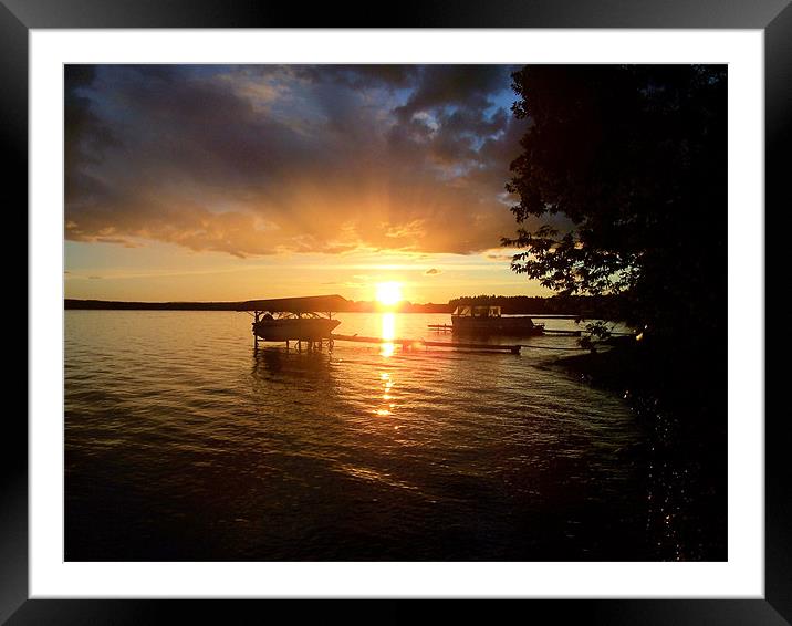 Sunset over Long Lake Maine Framed Mounted Print by Jean Scott