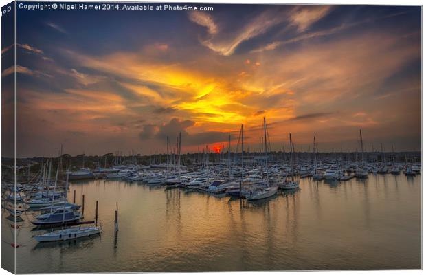 Lymington Yacht Haven Sunset Canvas Print by Wight Landscapes