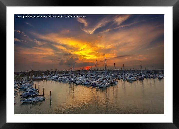Lymington Yacht Haven Sunset Framed Mounted Print by Wight Landscapes