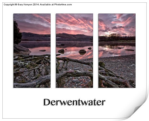  Derwentwater Sunrise Triptych Print by Gary Kenyon
