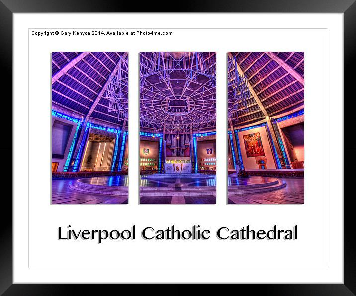  Liverpool Catholic Cathedral Triptych Framed Mounted Print by Gary Kenyon