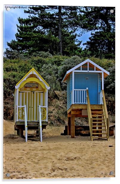 Beach Huts  Acrylic by Avril Harris