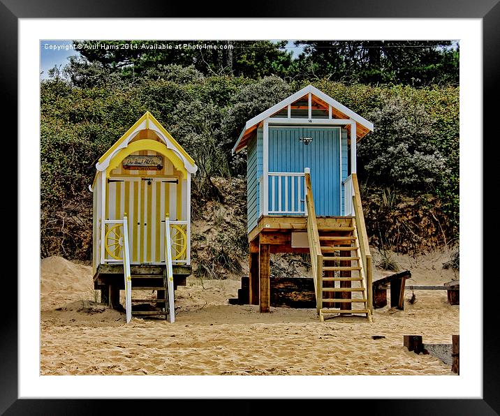 Wells next the sea beach huts Framed Mounted Print by Avril Harris