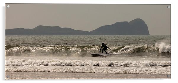  Surfing Llangennith beach Acrylic by Leighton Collins