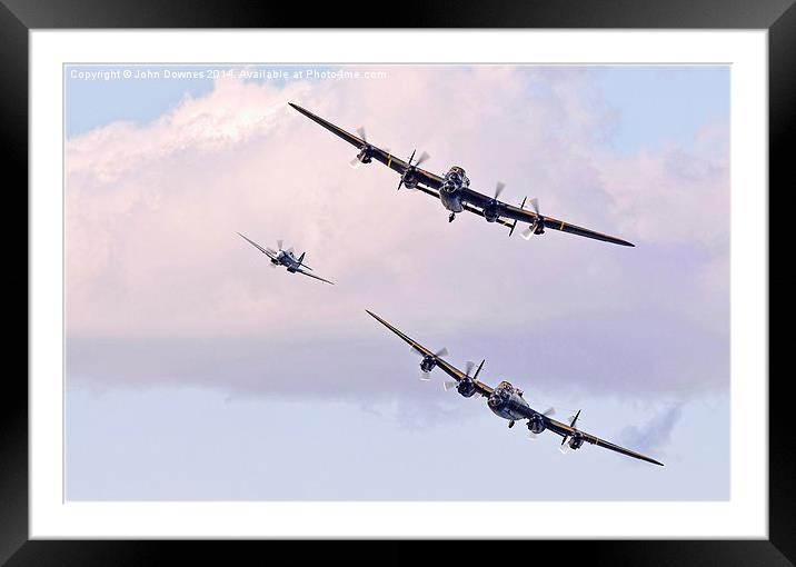  Lancasters and Spitfire Framed Mounted Print by John Downes