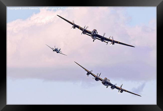  Lancasters and Spitfire Framed Print by John Downes
