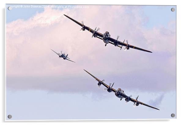  Lancasters and Spitfire Acrylic by John Downes