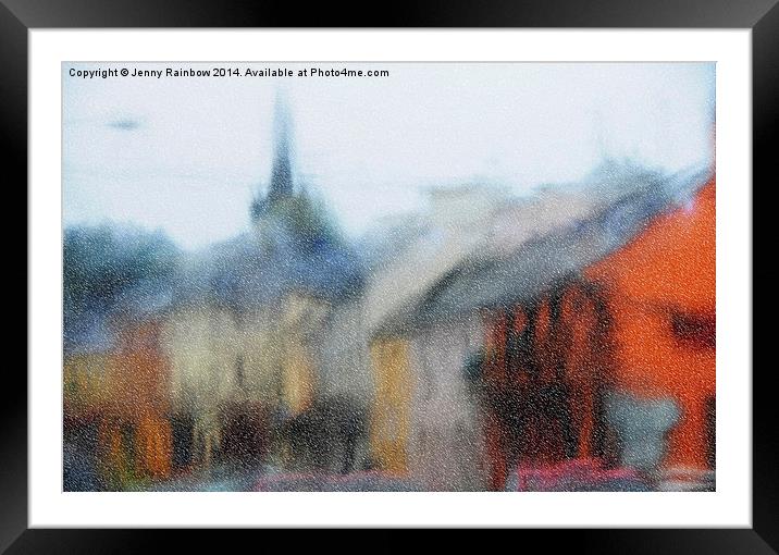  Rain. Carrick on Shannon. Impressionism  Framed Mounted Print by Jenny Rainbow